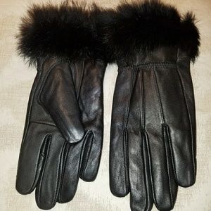 Black leather gloves